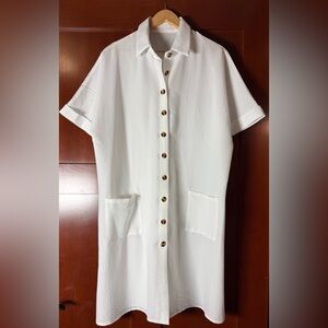 Summer White Button-Front Short Sleeve Duster NWOT Size 2X